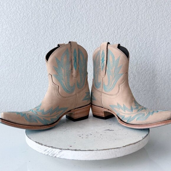Lane LEXINGTON Womens Cowboy Bootie Sz 6 Sand and Stream Western Cowgirl Boots - Picture 9 of 13